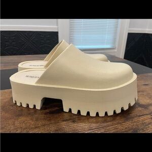 Elegant Cream Platform Mules